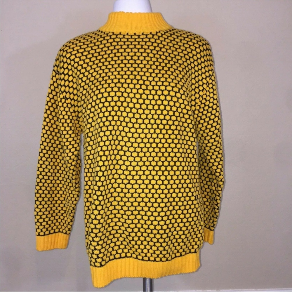 Vintage Yellow Black Oversized Sweater Large